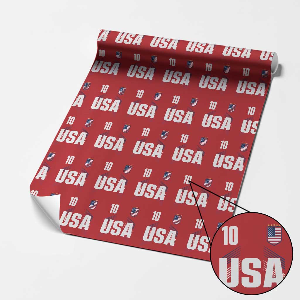 USA Soccer Sports Graphic Number 10 Jersey Style Wrapping Paper Roll Proud Fans Game Day Pride TS02 Red Print Your Wear