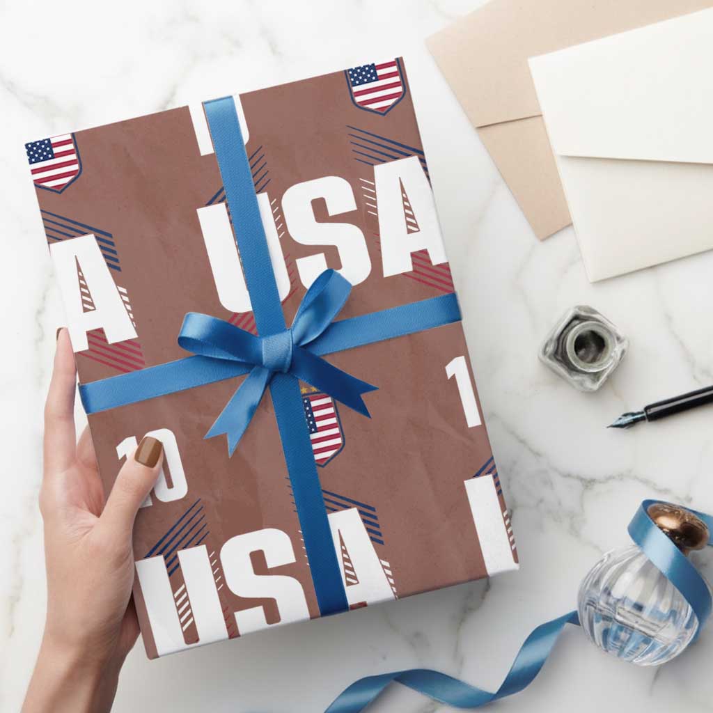 USA Soccer Sports Graphic Number 10 Jersey Style Wrapping Paper Roll Proud Fans Game Day Pride TS02 Mocha Print Your Wear