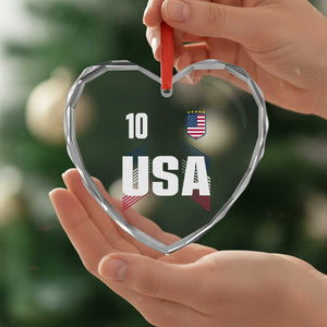 USA Soccer Sports Graphic Number 10 Jersey Style Heart Crystal Glass Ornament Proud Fans Game Day Pride TS02 Print Your Wear