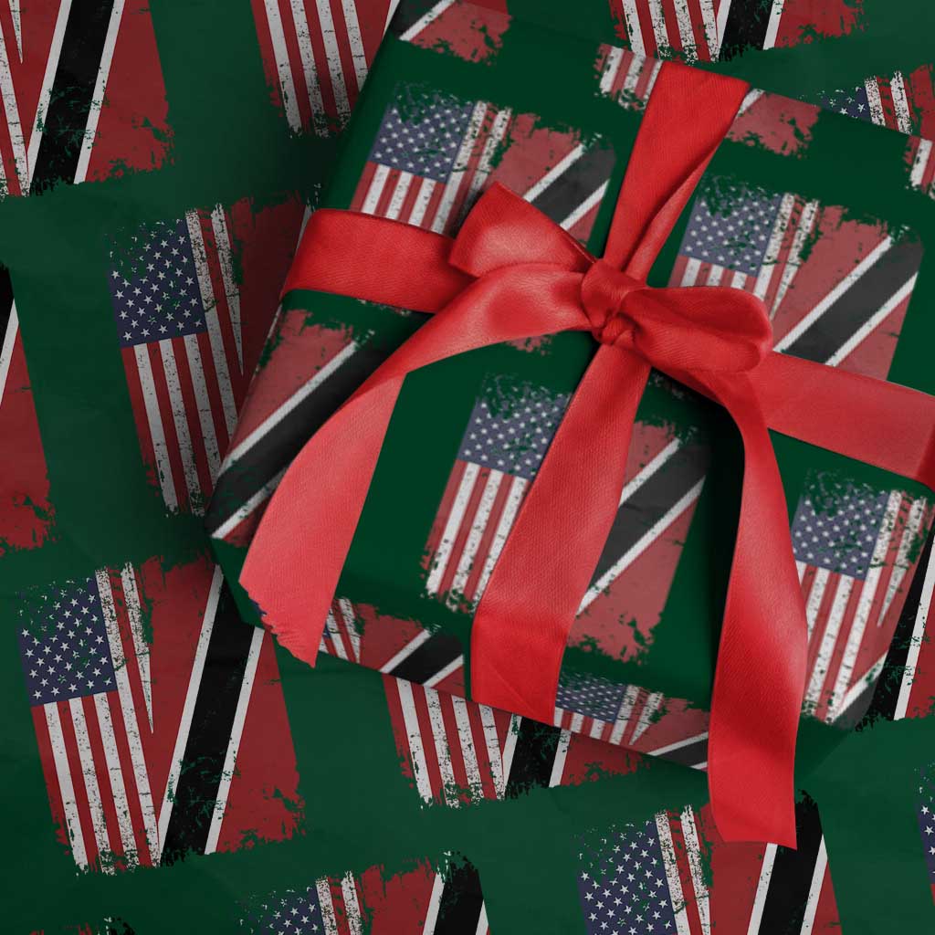 USA Trinidad and Tobago Wrapping Paper Roll Retro Vintage American Trini Pride Flag TS10 Green Print Your Wear