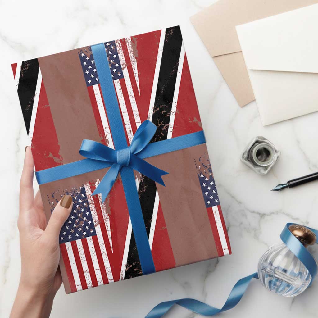 USA Trinidad and Tobago Wrapping Paper Roll Retro Vintage American Trini Pride Flag TS10 Mocha Print Your Wear