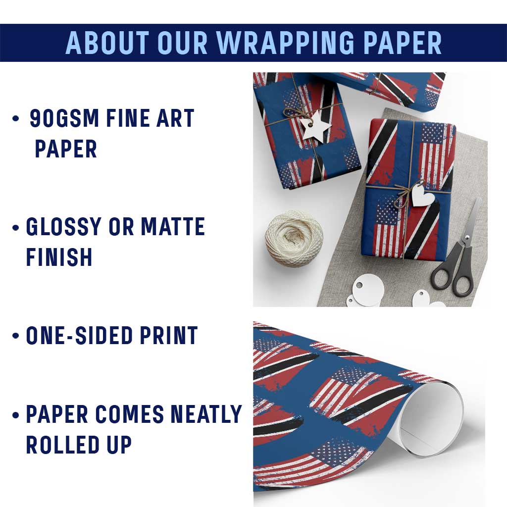 USA Trinidad and Tobago Wrapping Paper Roll Retro Vintage American Trini Pride Flag TS10 Print Your Wear