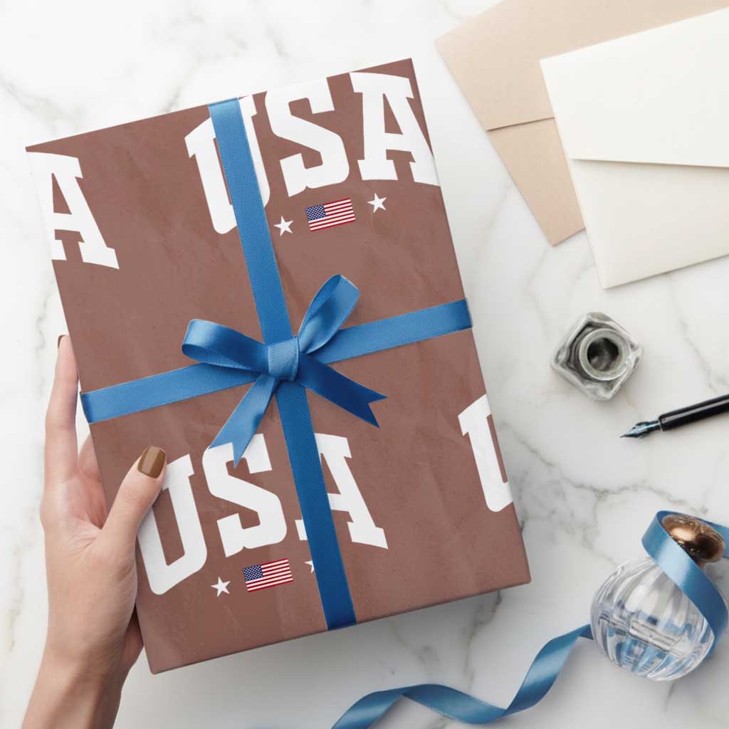 USA Wrapping Paper Roll American Flag Patriotic 4th of July TS10 Mocha Print Your Wear