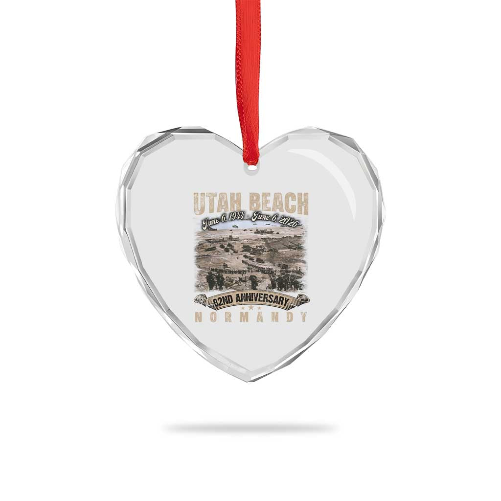 Utah Beach D Day Heart Crystal Glass Ornament 82nd Anniversary Honor History Normandy WWII TS11 Print Your Wear