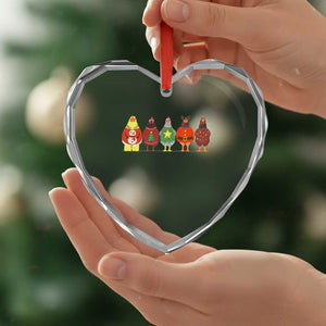 Сute Christmas Chickens Heart Crystal Glass Ornament Funny Xmas Chickens Farm Animals Lover Gift TS10 Print Your Wear