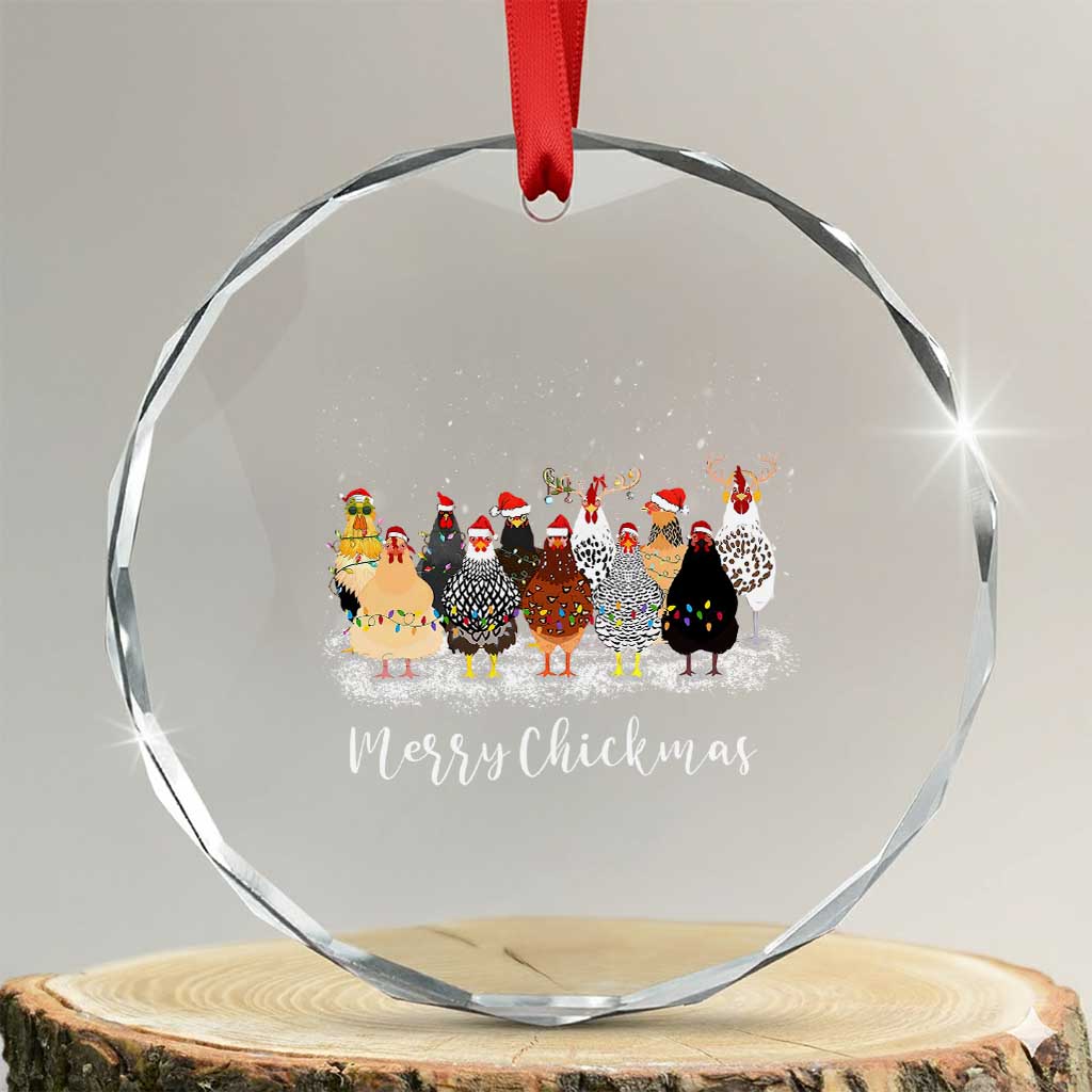 Сute Xmas Chickens Crystal Glass Ornament Farm Animals TS10 Transparent Glass 3'' Circle Print Your Wear