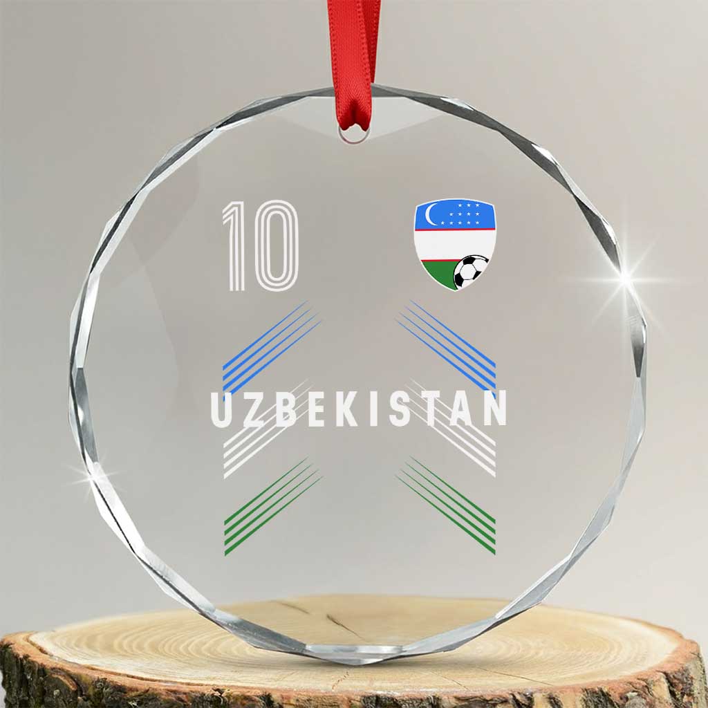 Uzbekistan Soccer Sports Graphic Number 10 Jersey Style Crystal Glass Ornament Proud Uzbek Football Fans Game Day Pride TS02 Transparent Glass 3'' Circle Print Your Wear