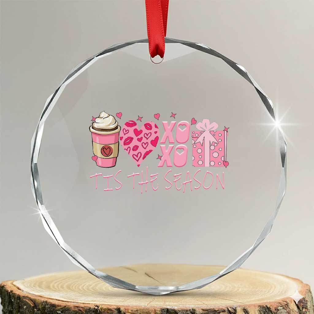 Valentine Coffee Crystal Glass Ornament Love Heart XOXO Cute Graphic Valentines Day TS10 Transparent Glass 3'' Circle Print Your Wear