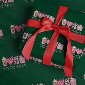 Valentine Coffee Wrapping Paper Roll Love Heart XOXO Cute Graphic Valentines Day TS10 Green Print Your Wear