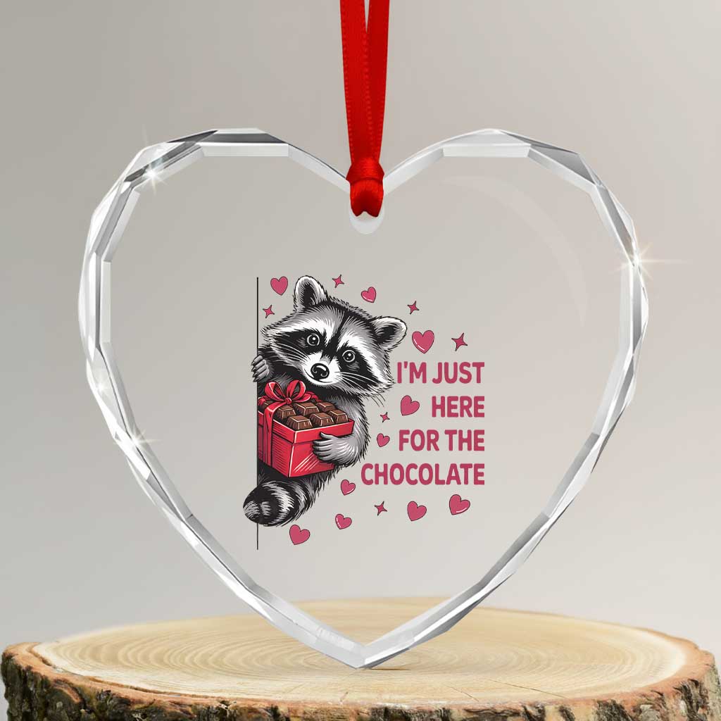 Valentine Racoon Trash Panda Heart Crystal Glass Ornament I'm Just Here For The Chocolate TS14 Transparent Glass 3'' Heart Print Your Wear