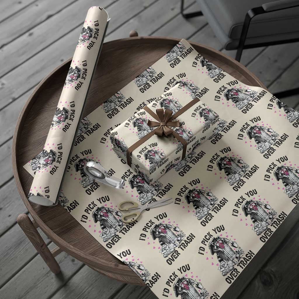 Valentine Racoon Trash Panda Wrapping Paper Roll I Would Pick You Over Trash TS14 Beige Print Your Wear