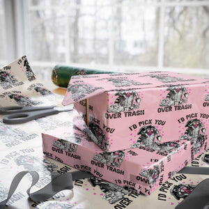 Valentine Racoon Trash Panda Wrapping Paper Roll I Would Pick You Over Trash TS14 Light Pink Print Your Wear