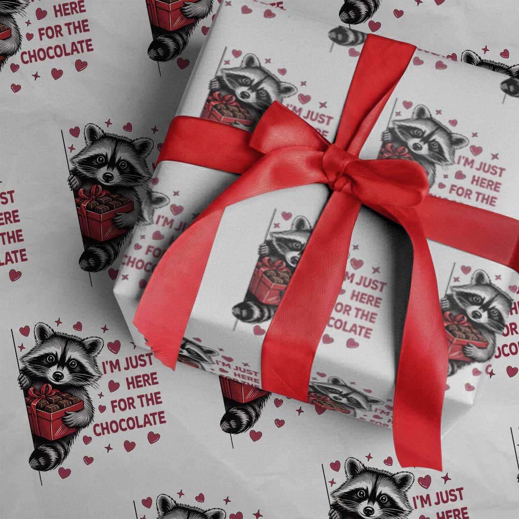 Valentine Racoon Trash Panda Wrapping Paper Roll I'm Just Here For The Chocolate TS14 White Print Your Wear