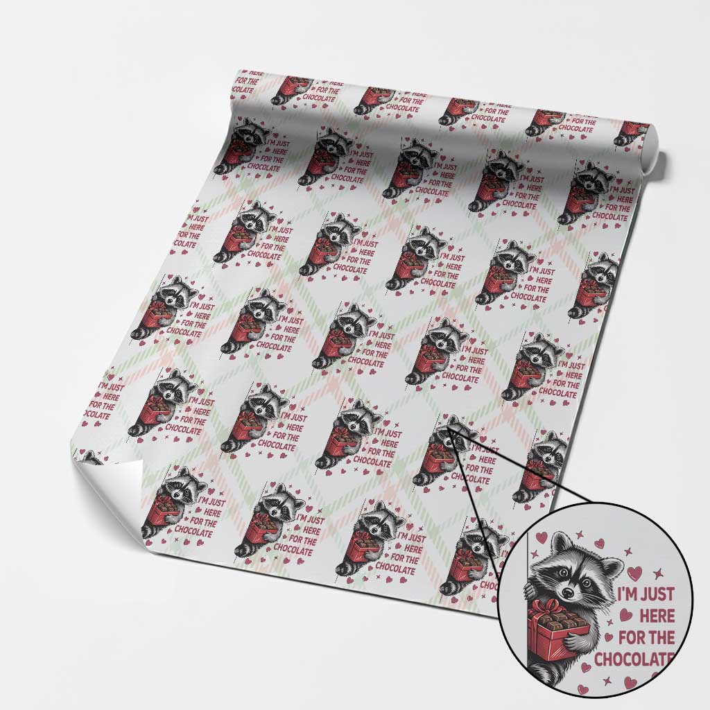Valentine Racoon Trash Panda Wrapping Paper Roll I'm Just Here For The Chocolate TS14 Christmas Plaid Print Your Wear