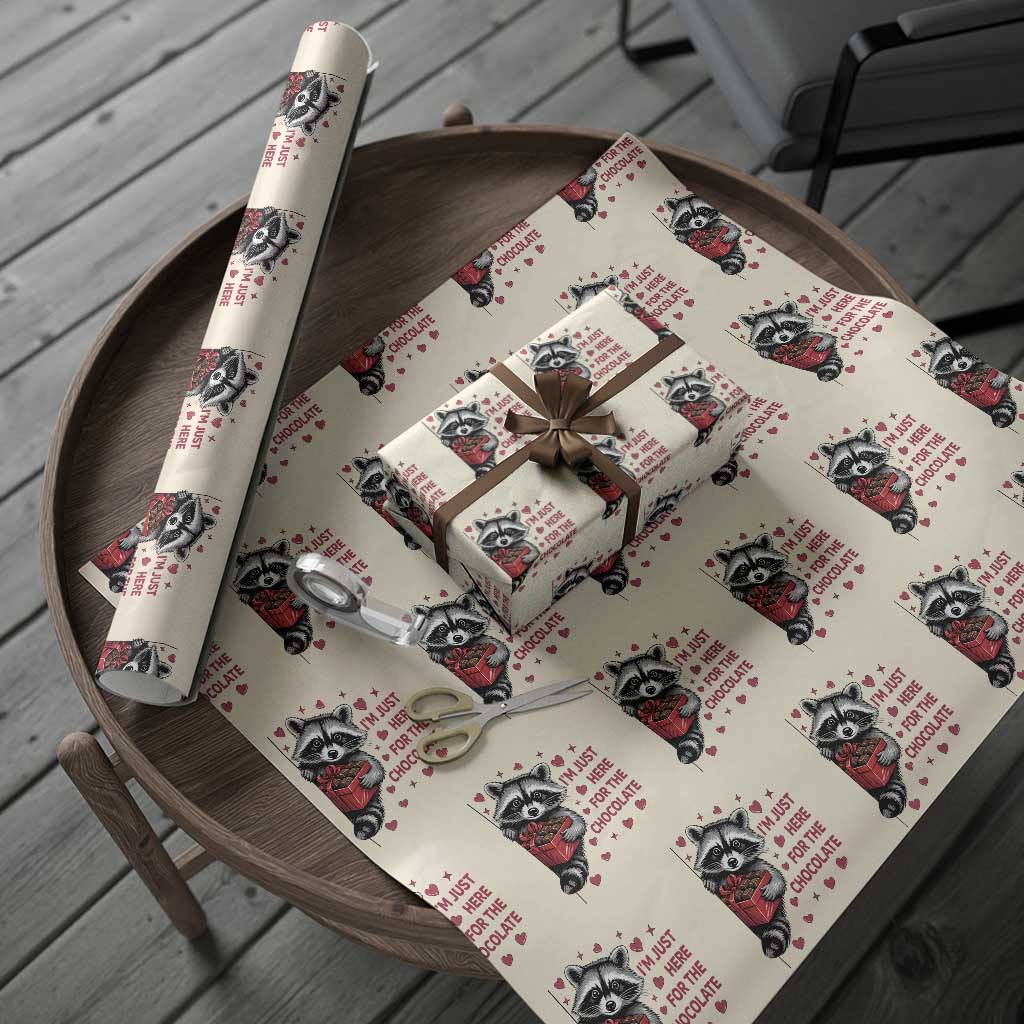 Valentine Racoon Trash Panda Wrapping Paper Roll I'm Just Here For The Chocolate TS14 Beige Print Your Wear