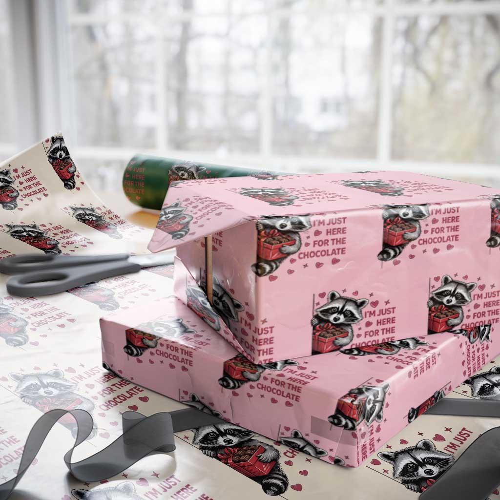 Valentine Racoon Trash Panda Wrapping Paper Roll I'm Just Here For The Chocolate TS14 Light Pink Print Your Wear