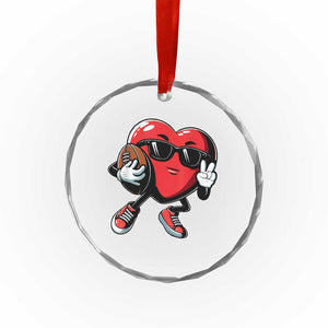 Valentines Day Heart Playing Football Crystal Glass Ornament Cute Gift for Sports Lovers - Print Your Wear