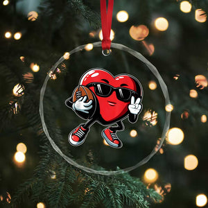 Valentines Day Heart Playing Football Crystal Glass Ornament Cute Gift for Sports Lovers - Print Your Wear