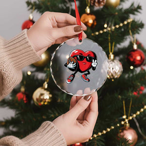 Valentines Day Heart Playing Football Crystal Glass Ornament Cute Gift for Sports Lovers - Print Your Wear