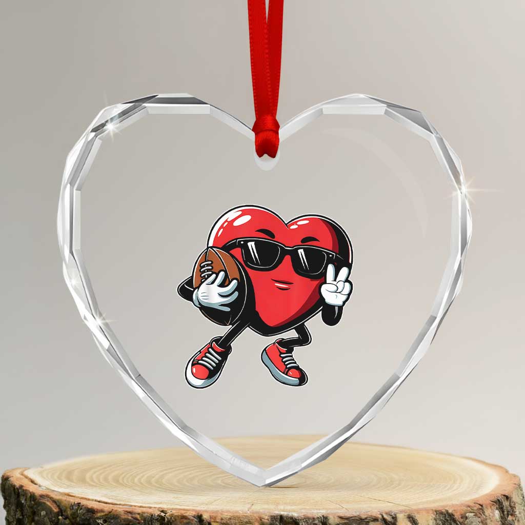 Valentines Day Heart Playing Football Heart Crystal Glass Ornament Cute Gift for Sports Lovers TS02 Transparent Glass 3'' Heart Print Your Wear