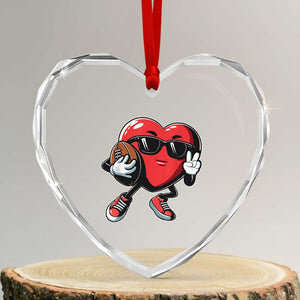 Valentines Day Heart Playing Football Heart Crystal Glass Ornament Cute Gift for Sports Lovers TS02 Transparent Glass 3'' Heart Print Your Wear