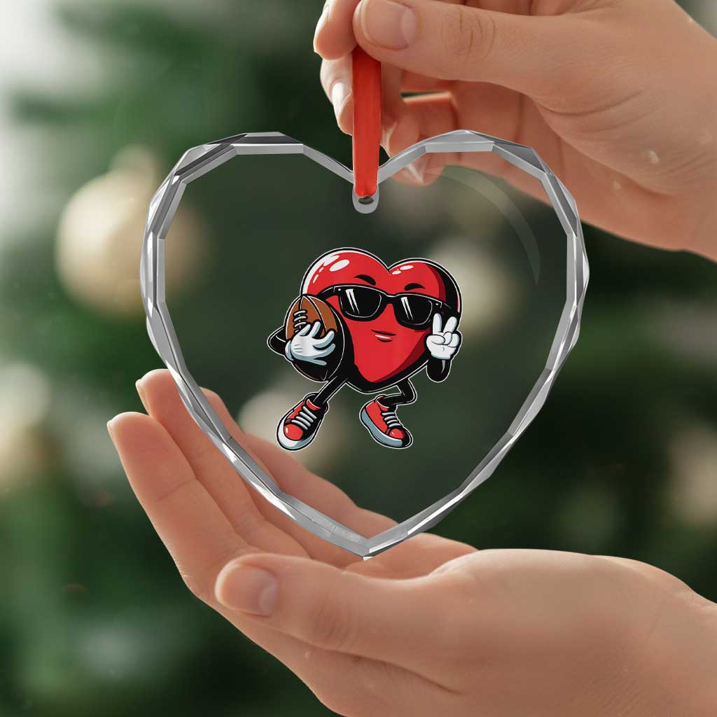 Valentines Day Heart Playing Football Heart Crystal Glass Ornament Cute Gift for Sports Lovers TS02 Print Your Wear
