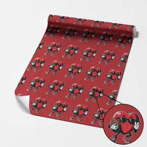 Valentines Day Heart Playing Football Wrapping Paper Roll Cute Gift for Sports Lovers TS02 Red Print Your Wear