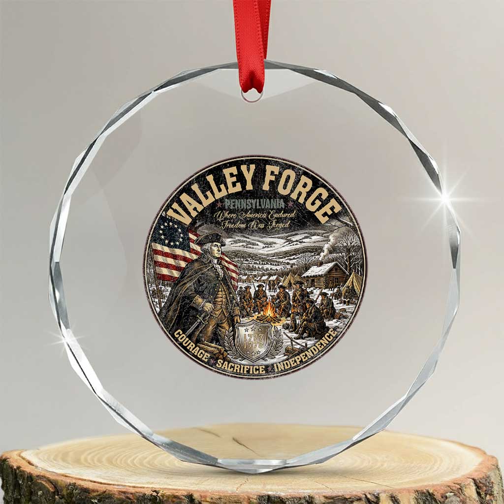 Valley Forge Pennsylvania 1777 George Washington Crystal Glass Ornament Revolutionary War Vintage American History Graphic TS02 Transparent Glass 3'' Circle Print Your Wear