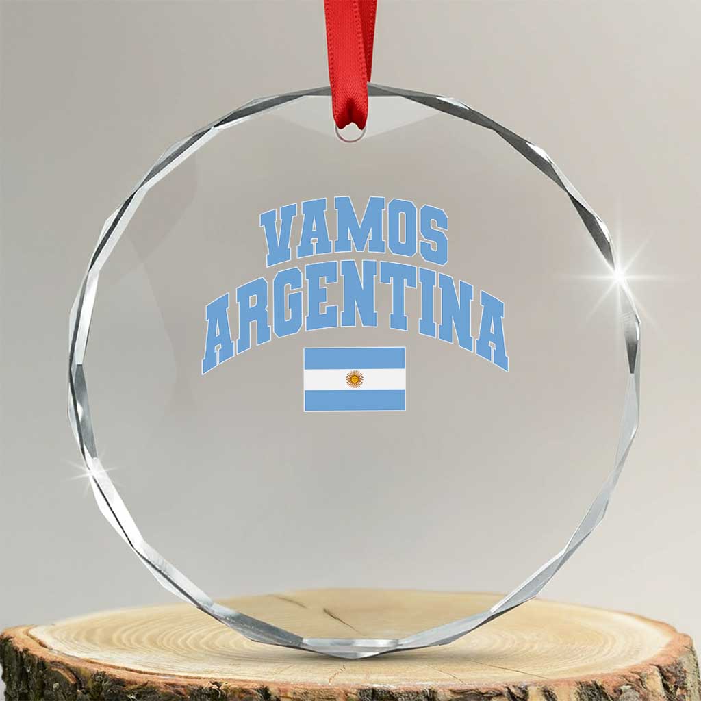 Vamos Argentina Football Throwback Design Crystal Glass Ornament Vintage Argentinian Flag TS11 Transparent Glass 3'' Circle Print Your Wear