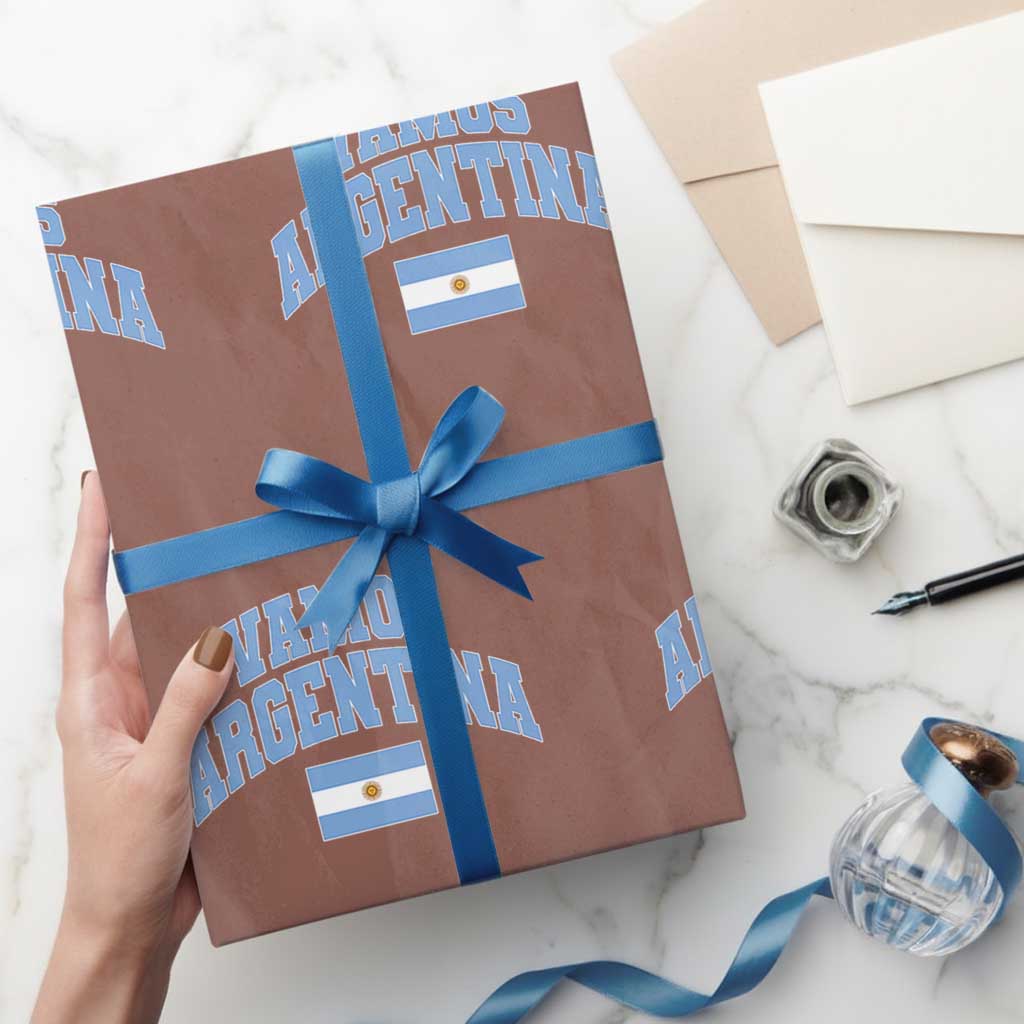 Vamos Argentina Football Throwback Design Wrapping Paper Roll Vintage Argentinian Flag