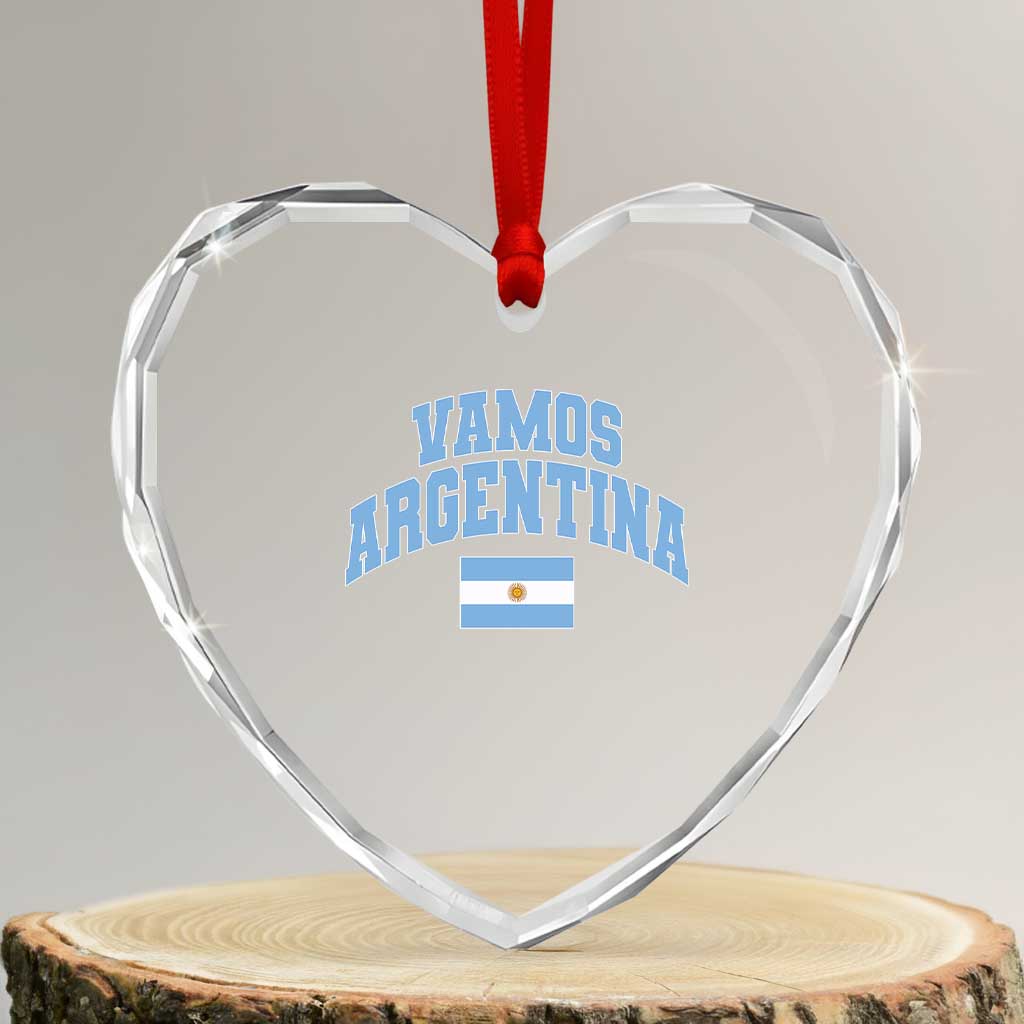 Vamos Argentina Football Throwback Design Heart Crystal Glass Ornament Vintage Argentinian Flag