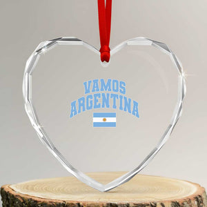 Vamos Argentina Football Throwback Design Heart Crystal Glass Ornament Vintage Argentinian Flag