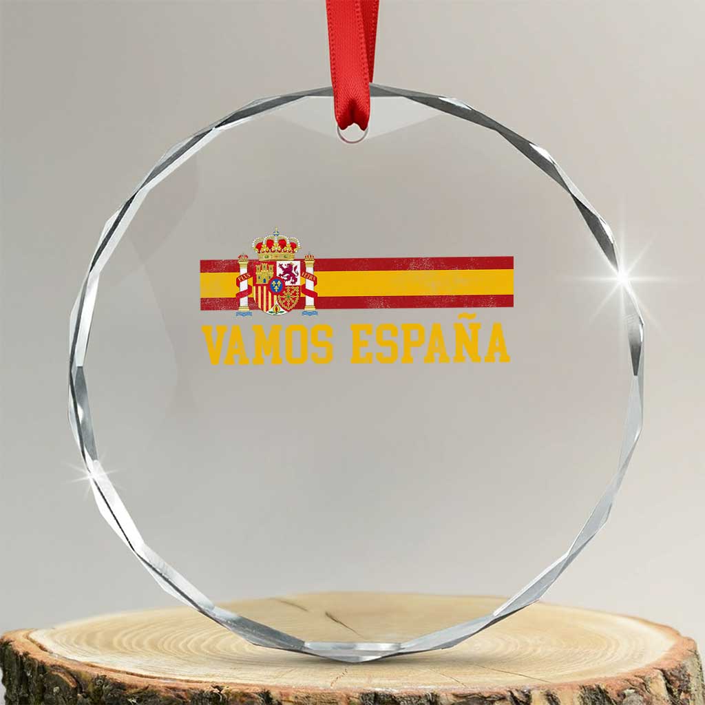 Vamos Espana Spainish Flag Vintage Spain Coat of Arms Crystal Glass Ornament TS11 Transparent Glass 3'' Circle Print Your Wear