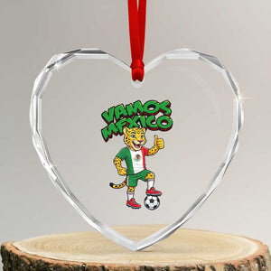 Vamos Mexico Fierce Leopard Heart Crystal Glass Ornament Soccer 2026 Fan Gift TS12 Transparent Glass 3'' Heart Print Your Wear
