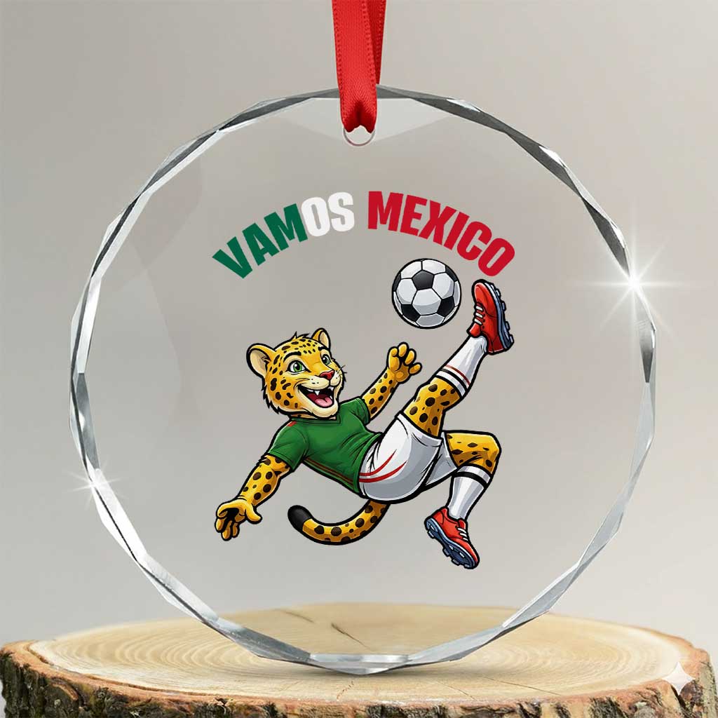 Vamos Mexico Fierce Leopard Soccer 2026 Crystal Glass Ornament Mexican Fan Gift TS12 Transparent Glass 3'' Circle Print Your Wear