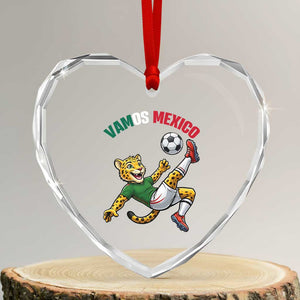Vamos Mexico Fierce Leopard Soccer 2026 Heart Crystal Glass Ornament Mexican Fan Gift TS12 Transparent Glass 3'' Heart Print Your Wear