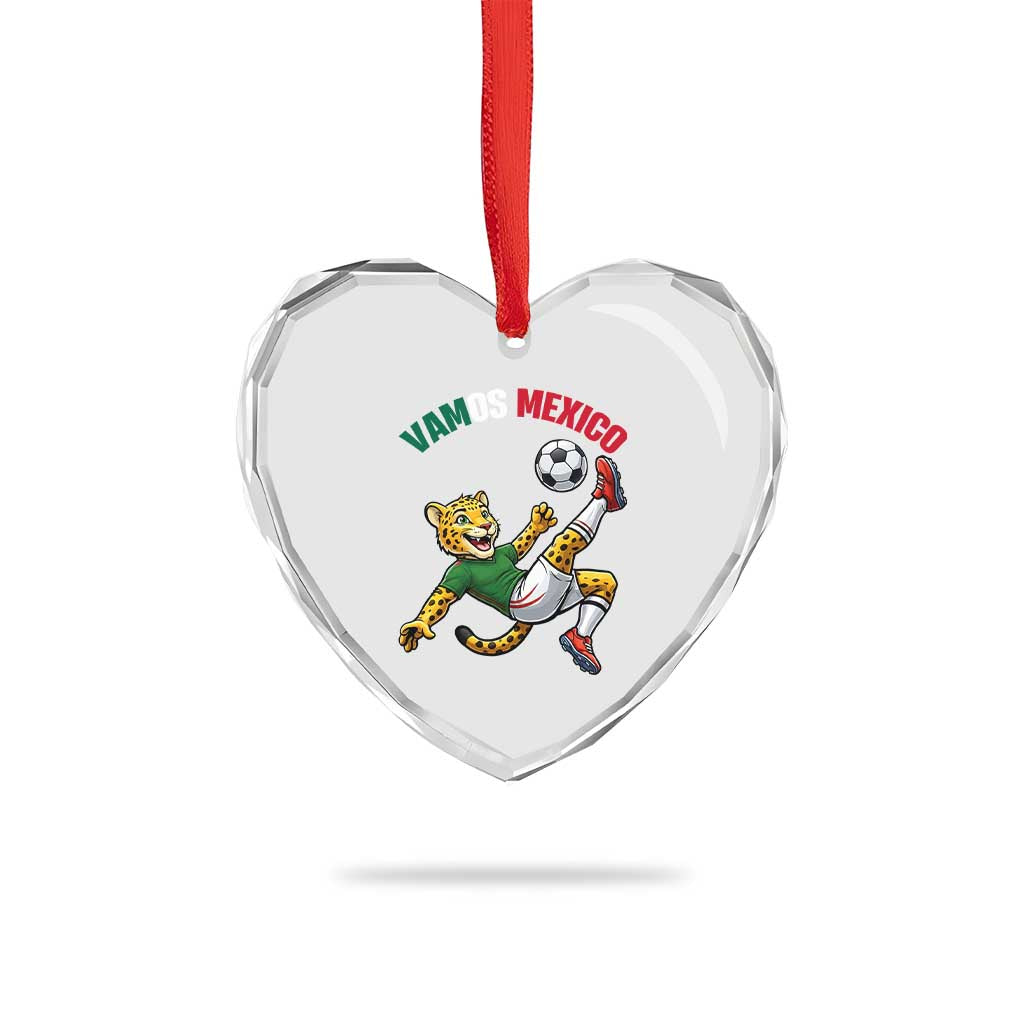 Vamos Mexico Fierce Leopard Soccer 2026 Heart Crystal Glass Ornament Mexican Fan Gift TS12 Print Your Wear