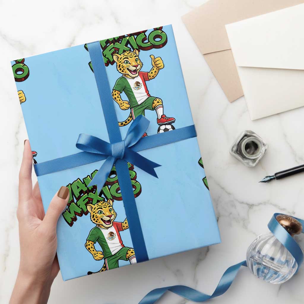 Vamos Mexico Fierce Leopard Wrapping Paper Roll Soccer 2026 Fan Gift TS12 Light Blue Print Your Wear