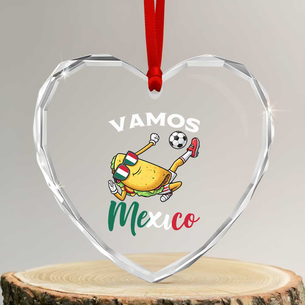 Vamos Mexico Taco Playing Soccer Heart Crystal Glass Ornament Mexican Fan Gift TS12 Transparent Glass 3'' Heart Print Your Wear