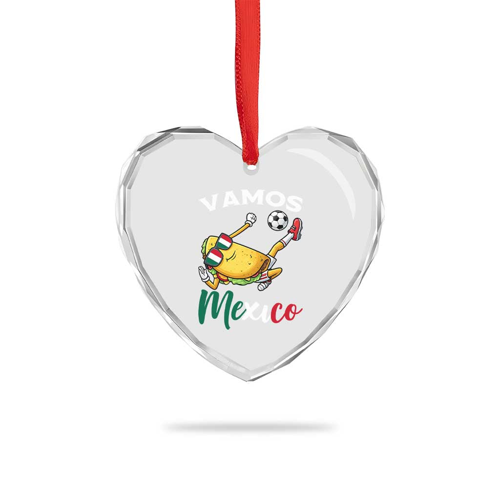 Vamos Mexico Taco Playing Soccer Heart Crystal Glass Ornament Mexican Fan Gift TS12 Print Your Wear