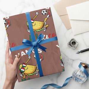 Vamos Mexico Taco Playing Soccer Wrapping Paper Roll Mexican Fan Gift TS12 Mocha Print Your Wear