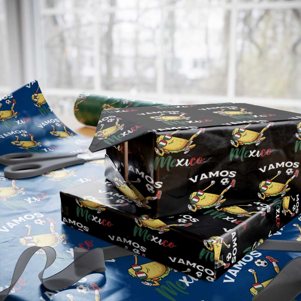 Vamos Mexico Taco Playing Soccer Wrapping Paper Roll Mexican Fan Gift TS12 Black Print Your Wear