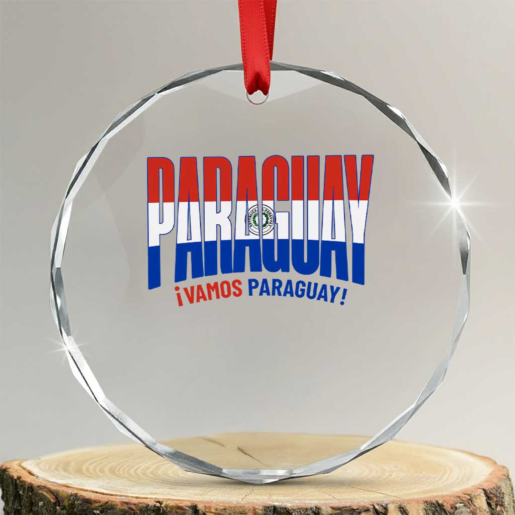Vamos Paraguay Long Live Soccer Cheer Crystal Glass Ornament Patriotic Paraguaya Futbol Football Fans Pride TS02 Transparent Glass 3'' Circle Print Your Wear
