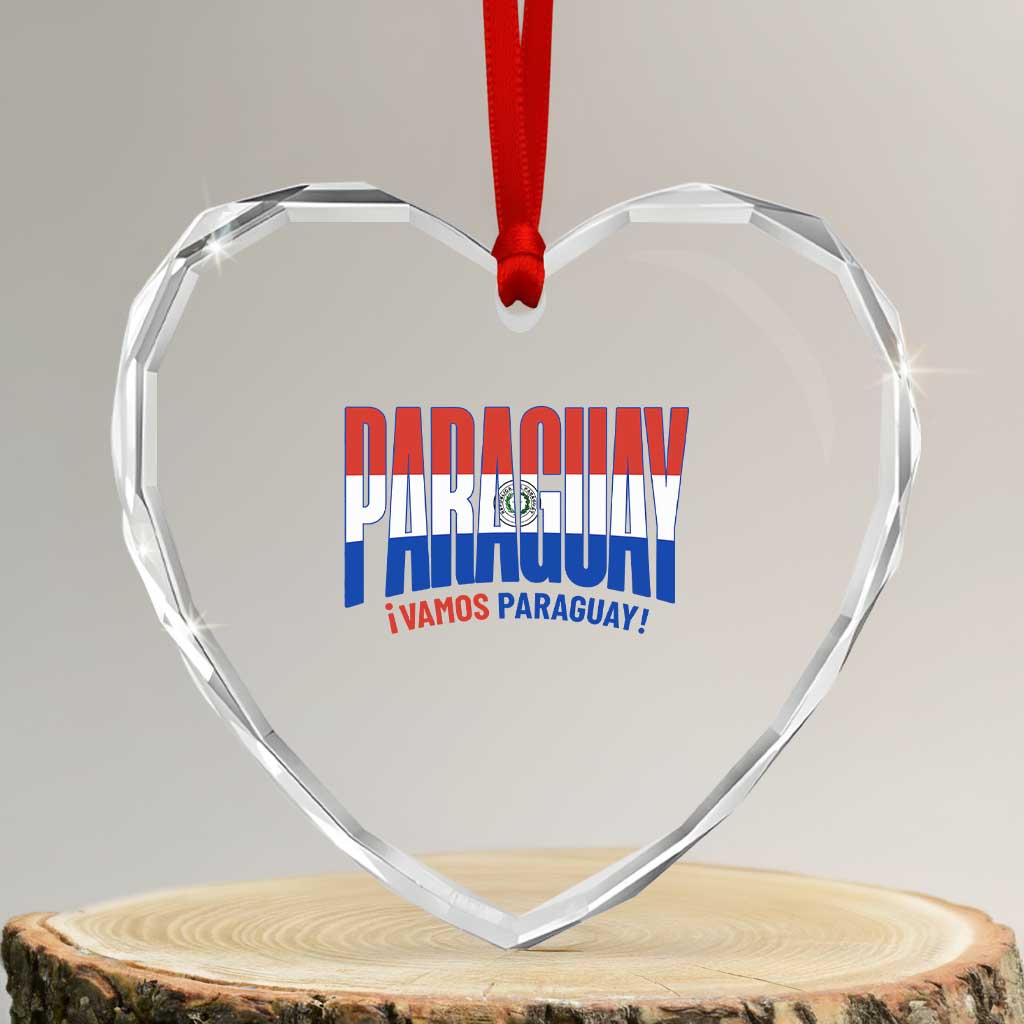 Vamos Paraguay Long Live Soccer Cheer Heart Crystal Glass Ornament Patriotic Paraguaya Futbol Football Fans Pride TS02 Transparent Glass 3'' Heart Print Your Wear
