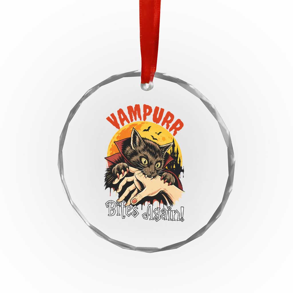 Vampurr Bites Again Crystal Glass Ornament Funny Vampire Cat Halloween Horror TS14 Print Your Wear