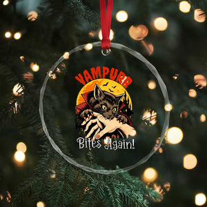 Vampurr Bites Again Crystal Glass Ornament Funny Vampire Cat Halloween Horror TS14 Print Your Wear