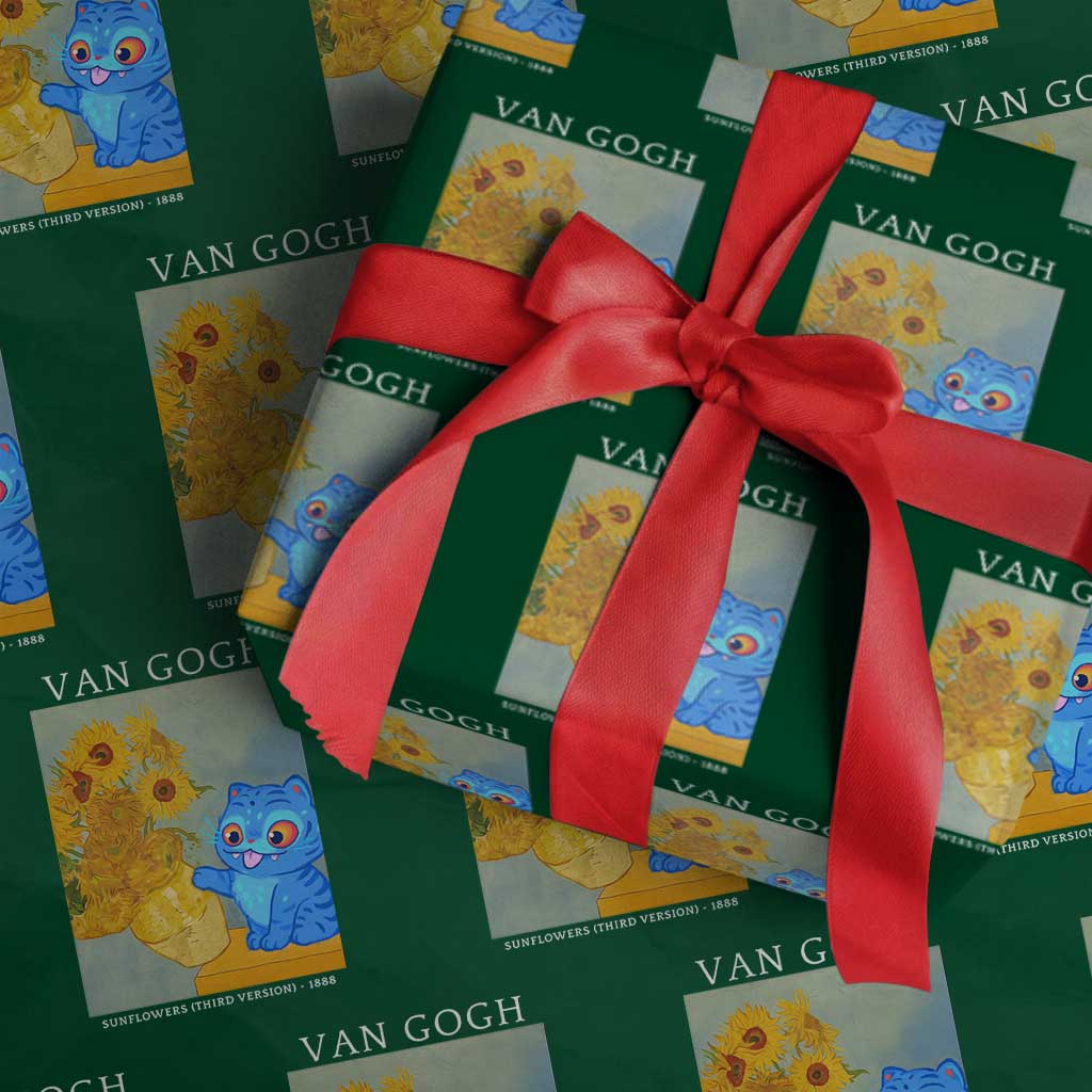 Van Gogh Kpop Fan Wrapping Paper Roll Blue Tiger Vintage Art Sunflower Cat TS10 Green Print Your Wear