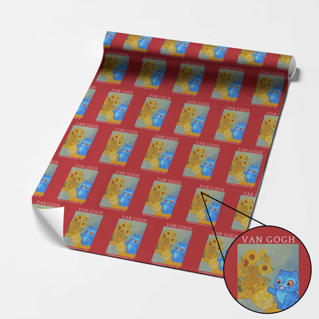 Van Gogh Kpop Fan Wrapping Paper Roll Blue Tiger Vintage Art Sunflower Cat TS10 Red Print Your Wear