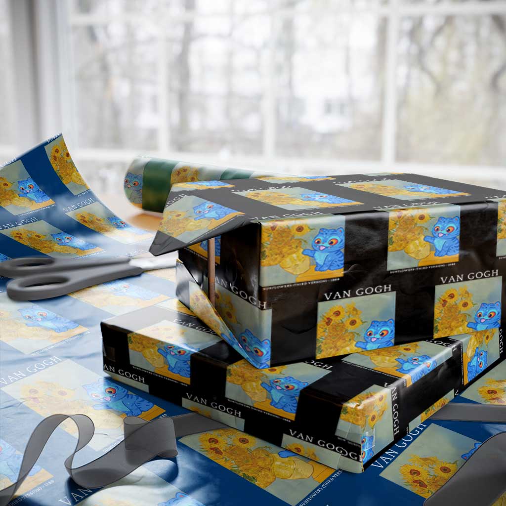 Van Gogh Kpop Fan Wrapping Paper Roll Blue Tiger Vintage Art Sunflower Cat TS10 Black Print Your Wear