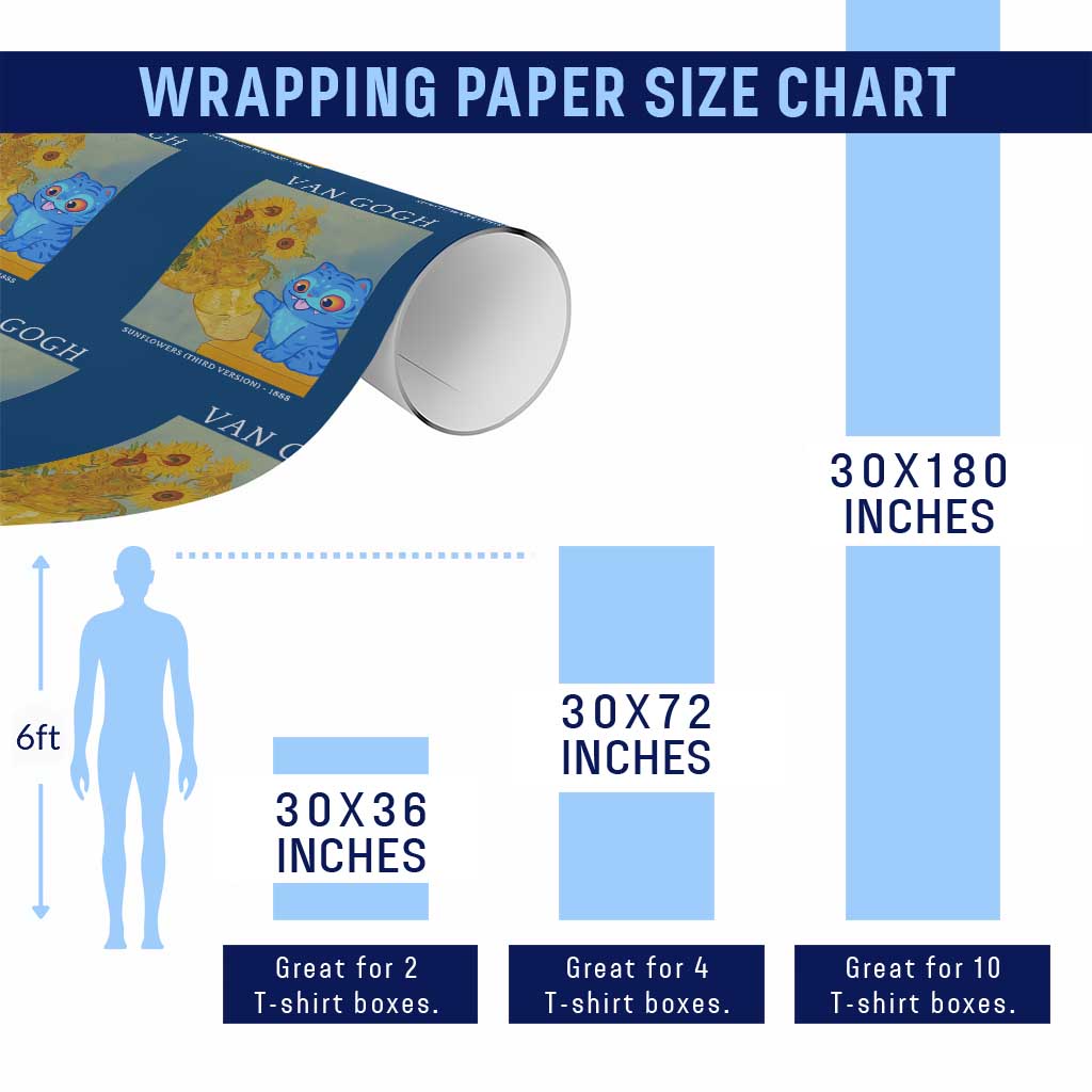 Van Gogh Kpop Fan Wrapping Paper Roll Blue Tiger Vintage Art Sunflower Cat TS10 Print Your Wear
